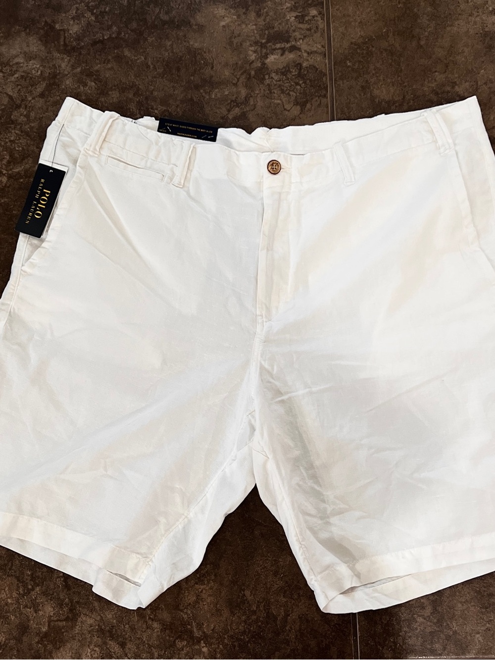 Ralph Lauren White Flat Front Cotton Shorts 42T 42L Linen Cotton